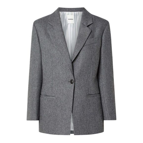 New Sandro France Palma Jacket‎ Tailored Cut Wool Blend Gray size 10 US - Picture 1 of 15